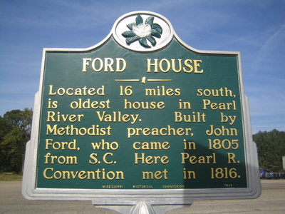The historical marker for the John Ford House