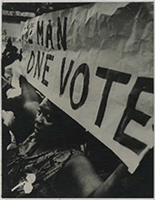 Hamer lifts banner at the 1964 National Democratic Convention
