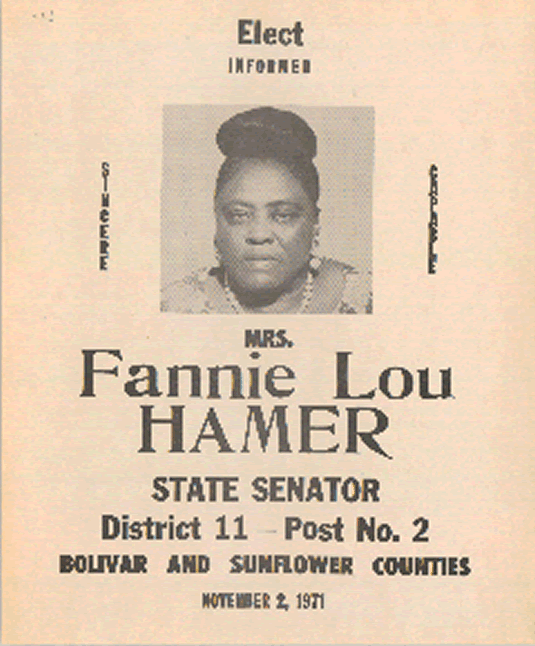 Election poster for Hamer’s 1971 run for the Mississippi Senate