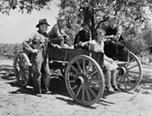 Sharecropper family on wagon in Lee County