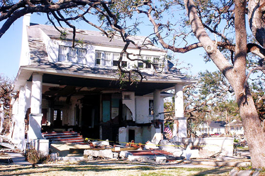 Damage to a historic home on U.S. 90