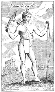 Drawing of Natchez Indian with bow