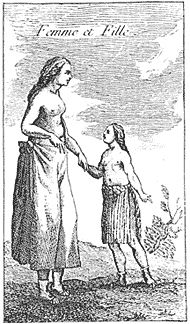 Drawing of Natchez Indian mother and child