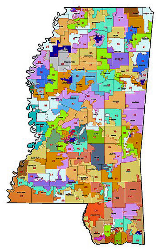 Mississippi House districts, 2000 census