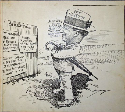 Berryman cartoon shows Harrison as possible FDR running mate