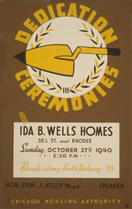 Poster for dedication of the Ida B. Wells Housing Project